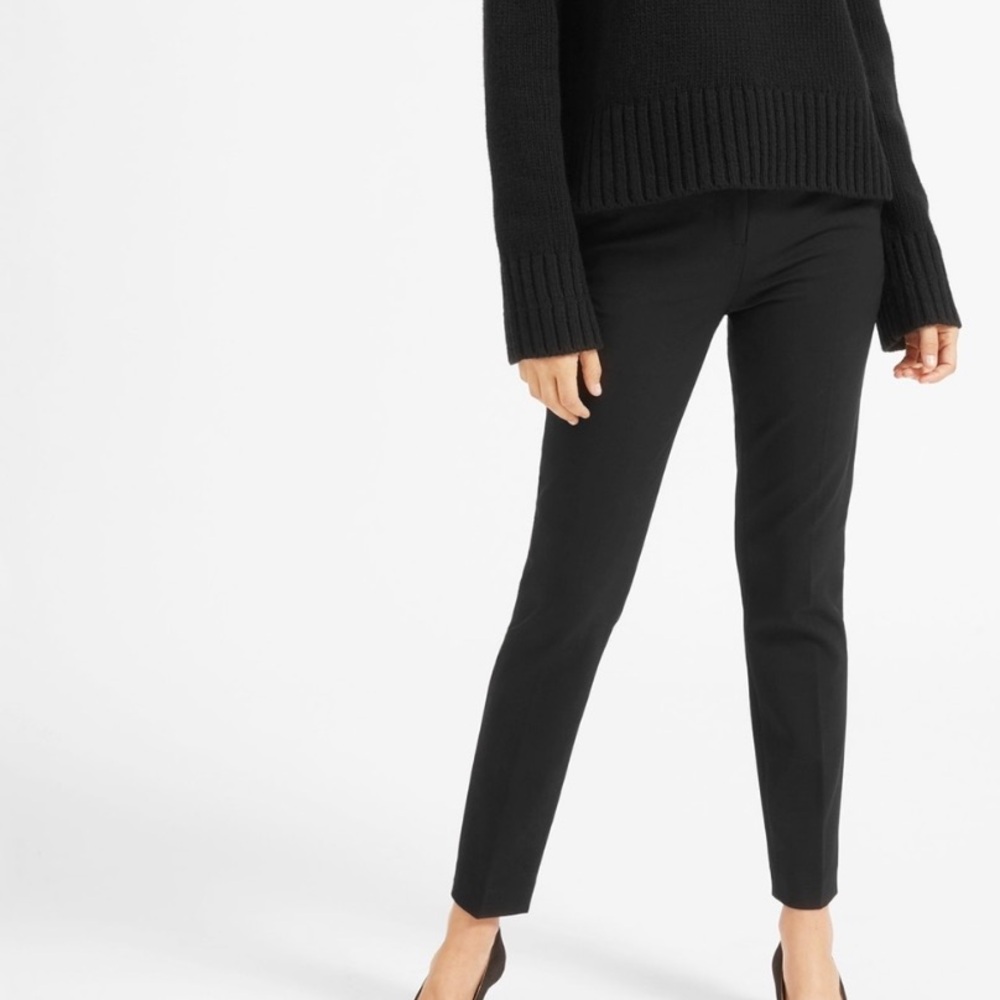 Everlane Black Slim Leg Wool Twill Pants High Rise Trousers Business Causal